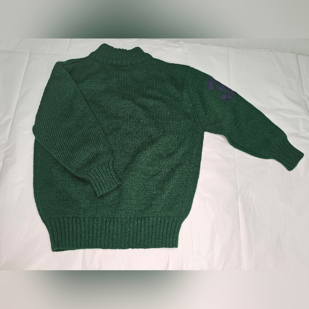 U.S. Polo Assn. Green Knit Quarter Zip Sweater Kids Size 4 Preppy Vintage - Picture 3 of 8